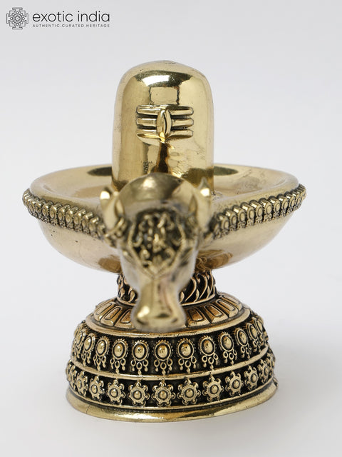 4" Small Nandi Mukh Shivalinga in Brass