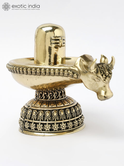4" Small Nandi Mukh Shivalinga in Brass