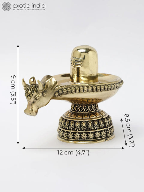 4" Small Nandi Mukh Shivalinga in Brass