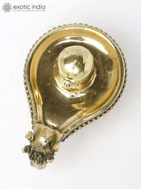 5" Small Brass Shivalinga with Nandi Mukh and Protecting Naag