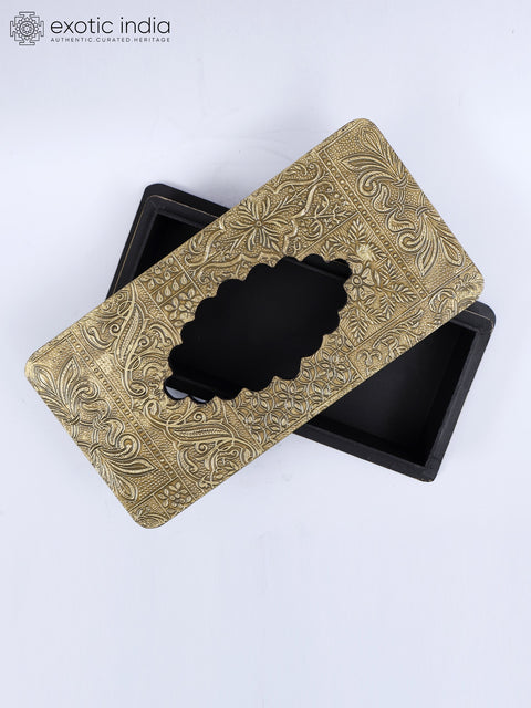 10" Designer Wooden Tissue / Napkin Box with Brass Work