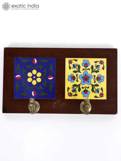 8" Floral Design Two in One Tile Wall Hooks