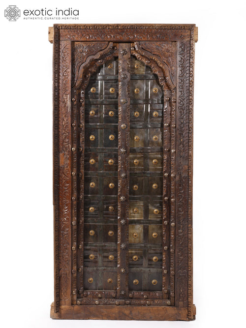 51" Vintage Rajasthani Wooden Door for Home Decor