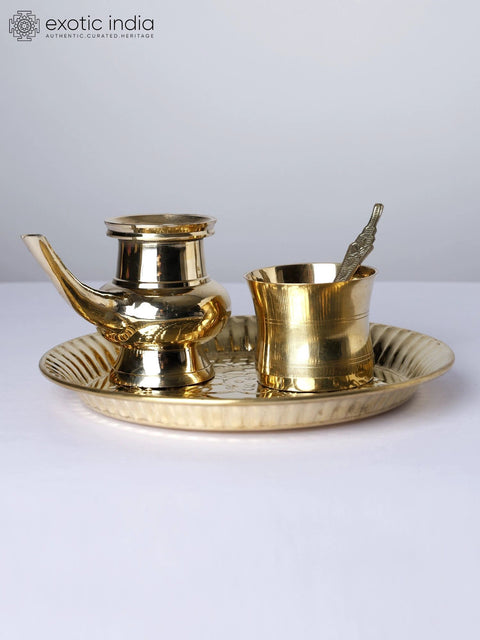 8" Set of Brass Puja Thali | Ritual Puja Items