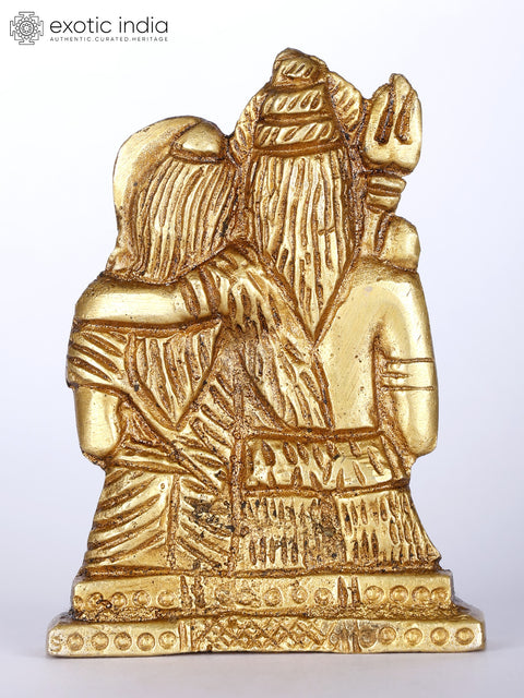 3" Small Shiva - Parvati with Baby Ganesha | Brass Statue