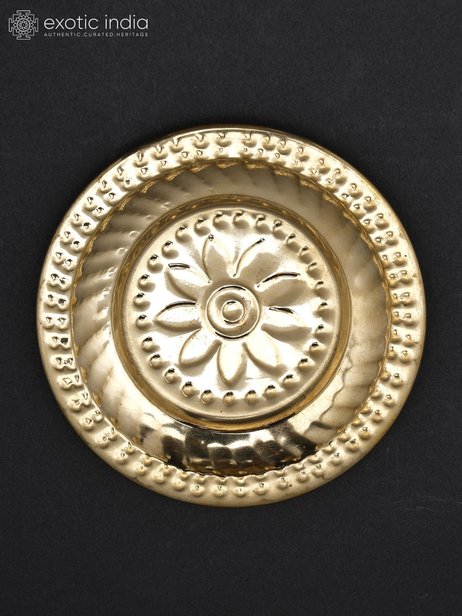 3" Small Brass Puja Plate for Home Temple Ritual