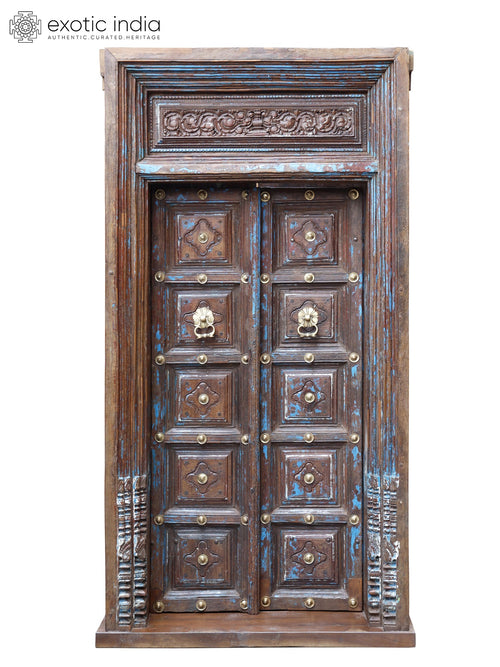 90" Large Vintage Indian Brass Door Statue Home Temple Decor