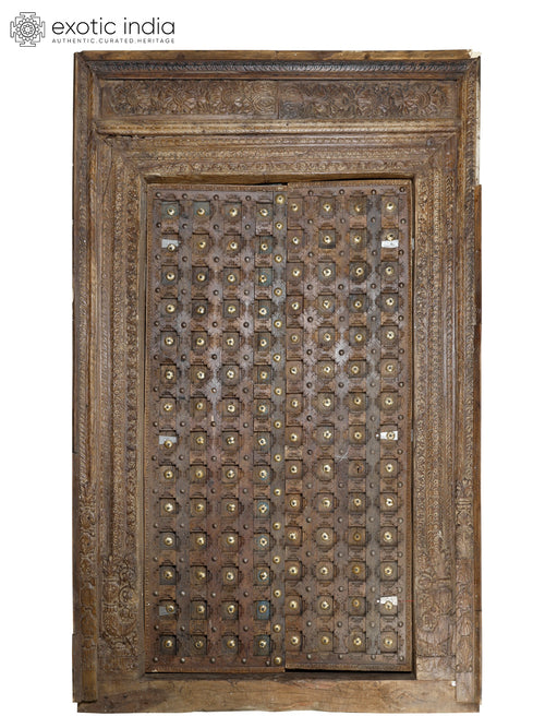 96" Large Rajasthan Brass Door Vintage Home Temple Decor