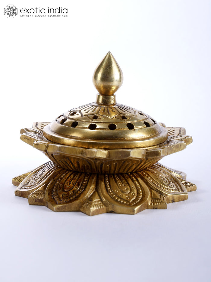 5" Brass Dhoop Dani Incense Burner for Pooja