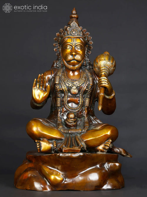 20" Blessing Lord Hanuman Handmade Brass Statue for Pooja