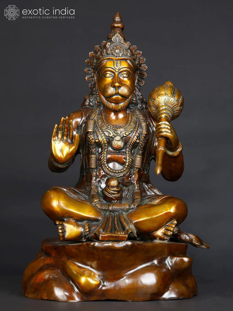20" Blessing Lord Hanuman Brass Statue | Spiritual Home Decor