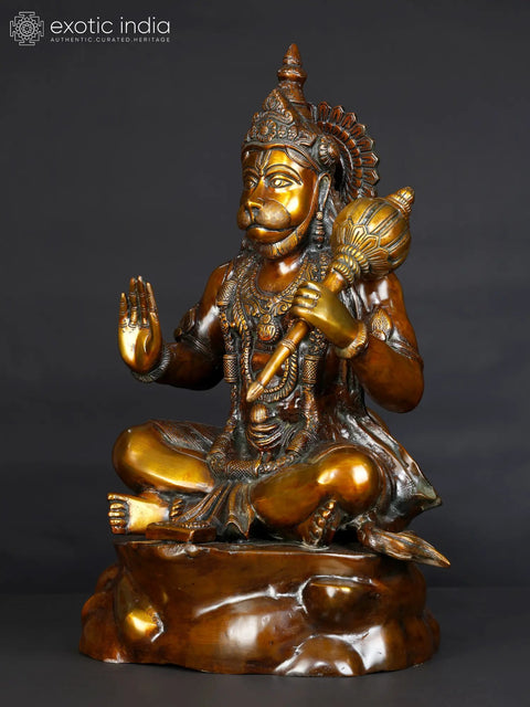 20" Blessing Lord Hanuman Brass Statue | Spiritual Home Decor