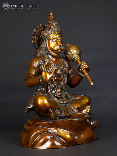 20" Blessing Lord Hanuman Brass Statue | Spiritual Home Decor