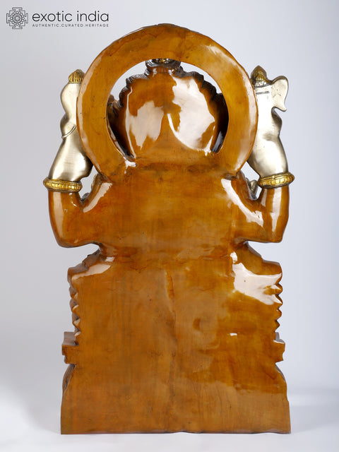 39” Chaturbhuja Lord Ganesha Brass Statue | Religious Figurines
