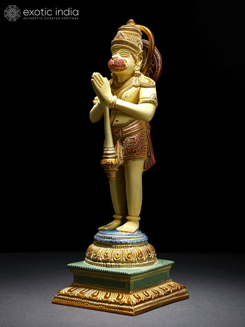 10" Colorful Namaskar Anjaneya (Lord Hanuman) Brass Statue
