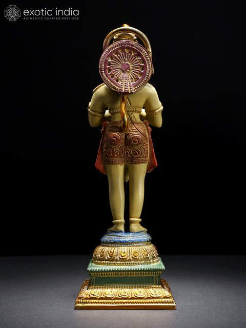 10" Colorful Namaskar Anjaneya (Lord Hanuman) Brass Statue