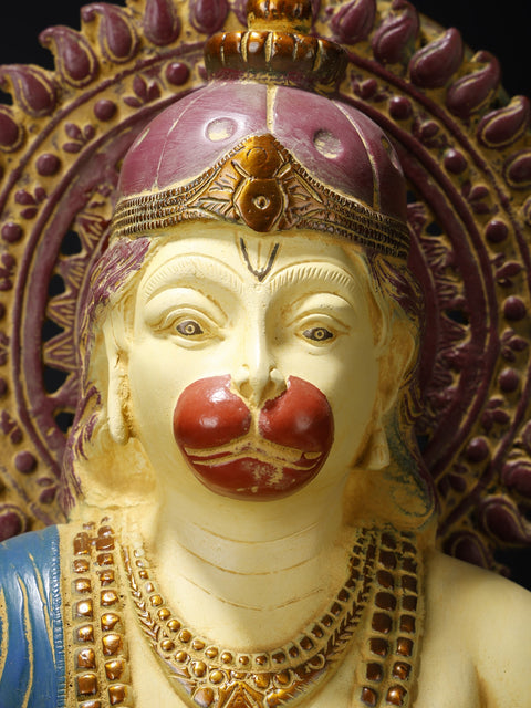 19" Colorful Blessing Lord Hanuman Brass Statue