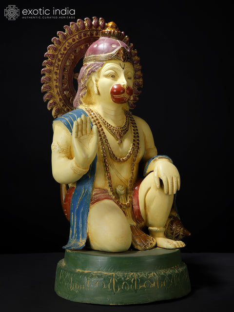 19" Colorful Blessing Lord Hanuman Brass Statue