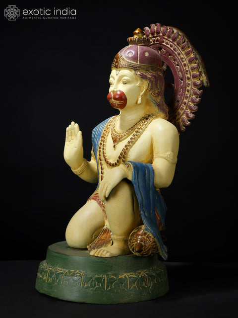 19" Colorful Blessing Lord Hanuman Brass Statue