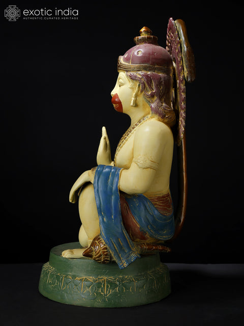 19" Colorful Blessing Lord Hanuman Brass Statue
