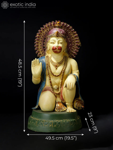 19" Colorful Blessing Lord Hanuman Brass Statue