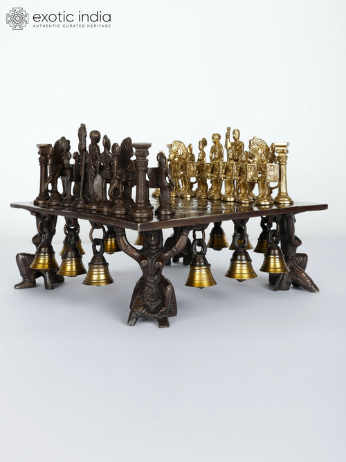 9" Handmade Brass Chess Set with Figures