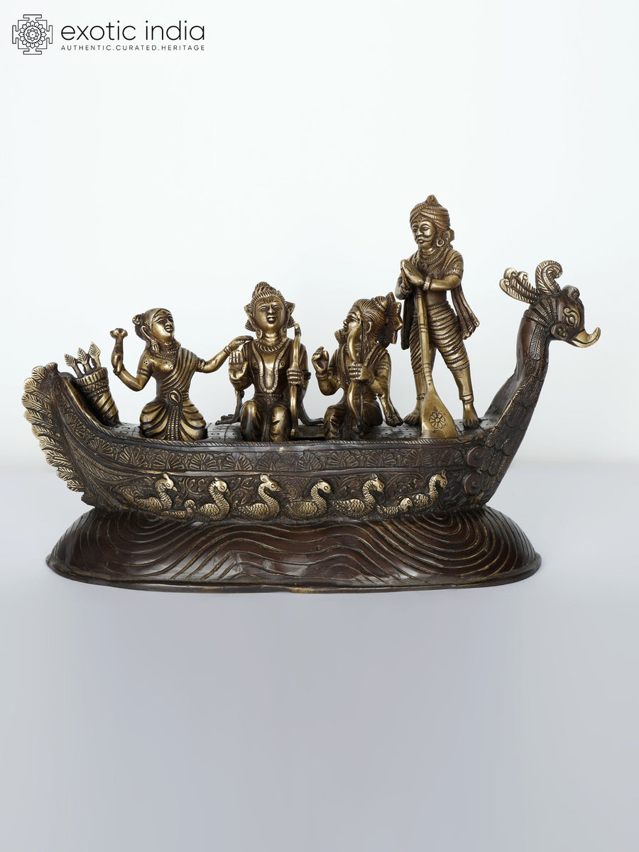 15" Shri Ram Sita Lakshman Brass Statue Handmade Home Decor
