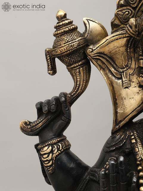 18" Colorful Chaturbhuja Lord Ganesha Brass Statue