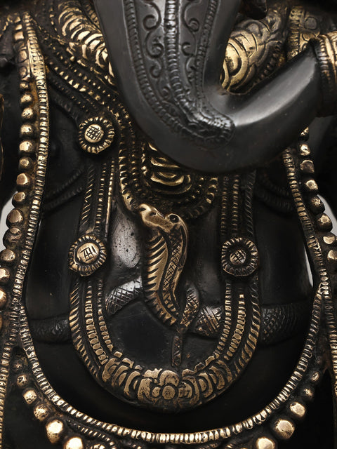 18" Colorful Chaturbhuja Lord Ganesha Brass Statue