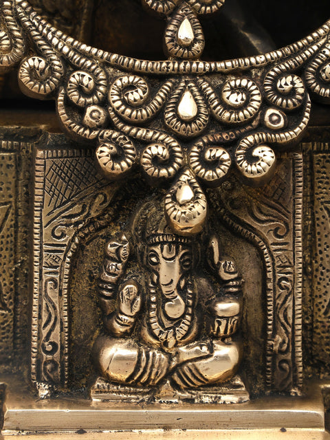 18" Colorful Chaturbhuja Lord Ganesha Brass Statue