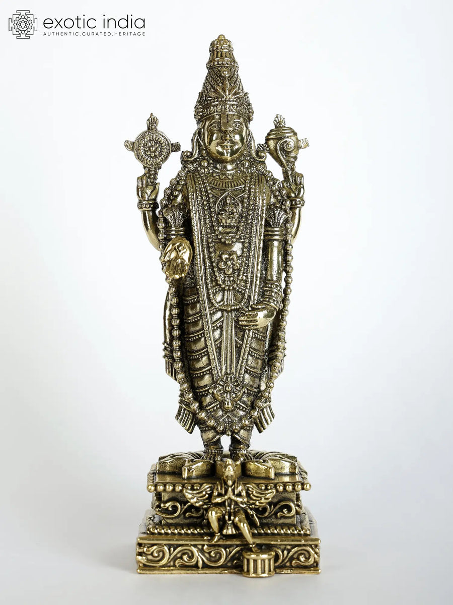 Handmade Tirupati Balaji Brass Idol with Garuda Base Venkateshvara Statue