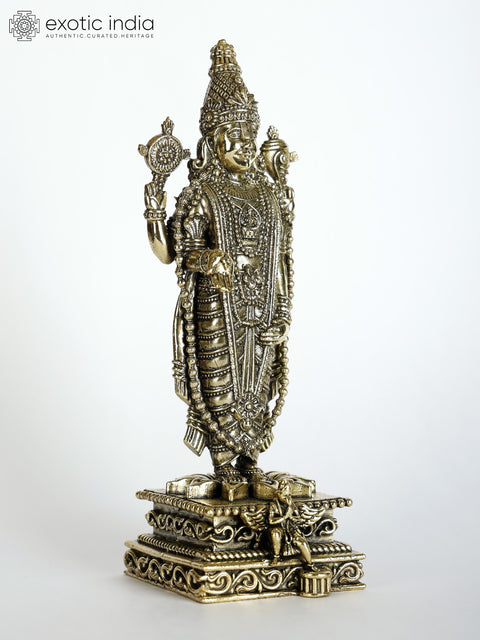 Superfine Lord Tirupati Balaji Idol with Garuda at Bottom | Venkateshvara Brass Statue (Multiple Sizes)