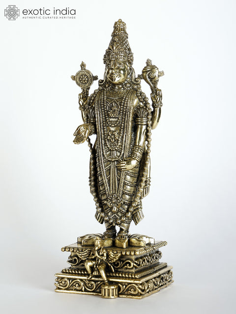 Superfine Lord Tirupati Balaji Idol with Garuda at Bottom | Venkateshvara Brass Statue (Multiple Sizes)