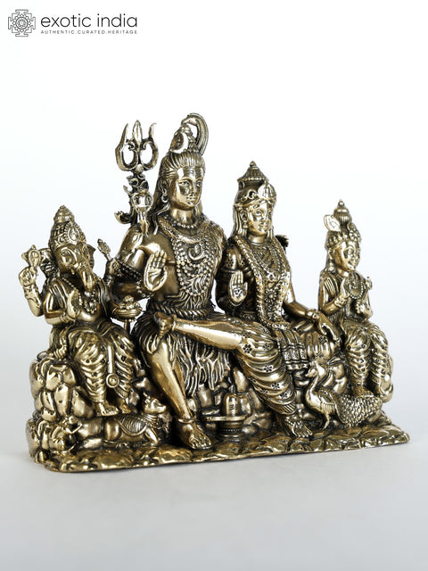 Superfine Small Lord Shiva Family in Blessing Gesture | Brass Statue