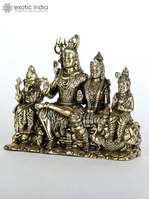 Superfine Small Lord Shiva Family in Blessing Gesture | Brass Statue