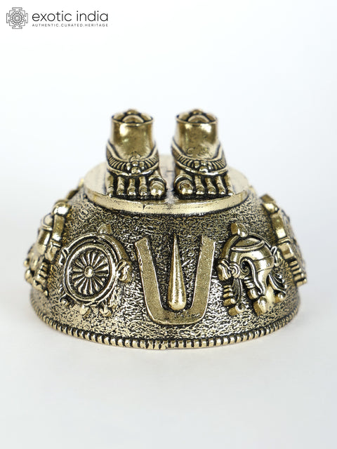 2" Small Superfine Vishnu (Perumal) Charan Paduka in Brass