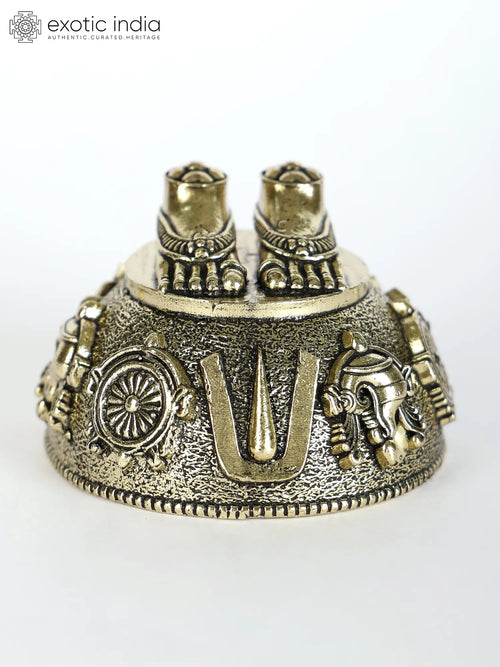 2" Brass Vishnu Charan Paduka Handmade Idol