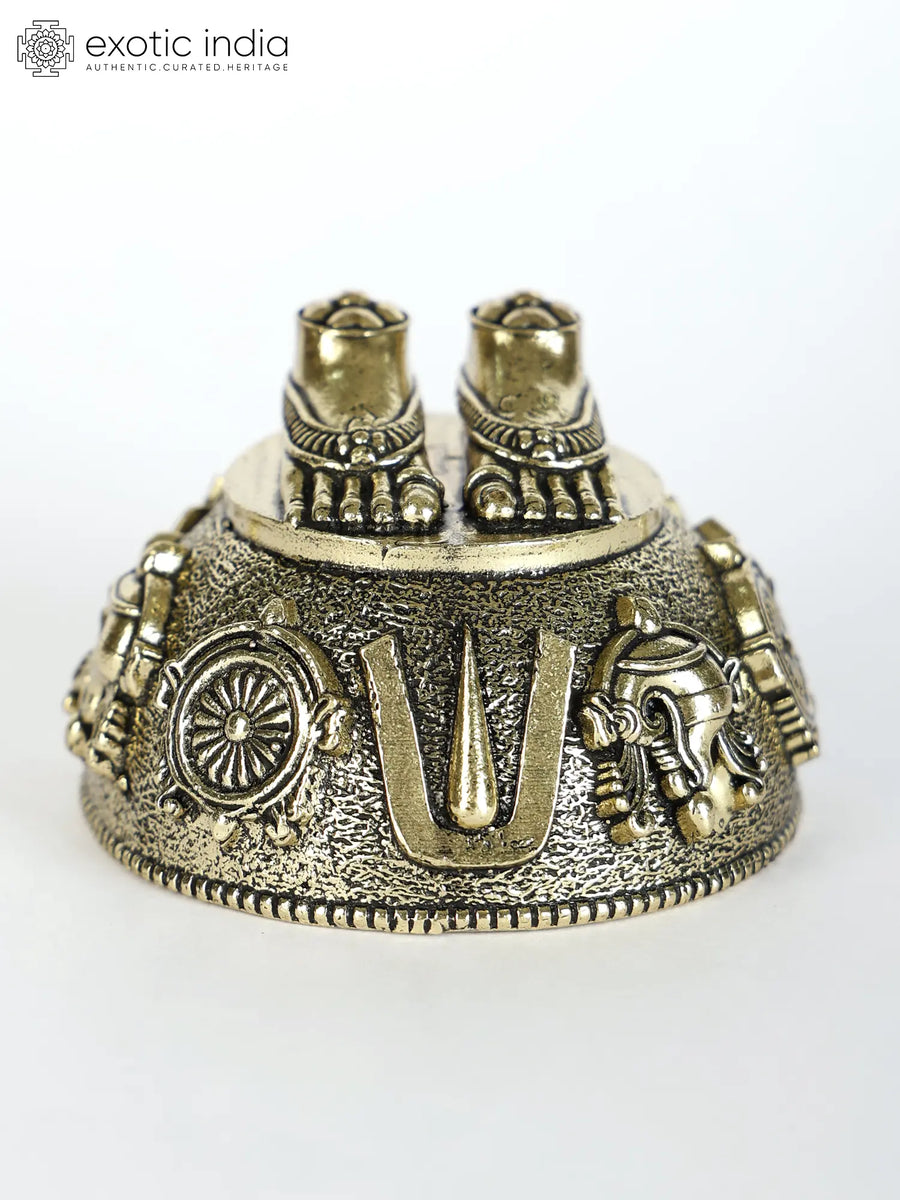 2" Brass Vishnu Charan Paduka Handmade Idol