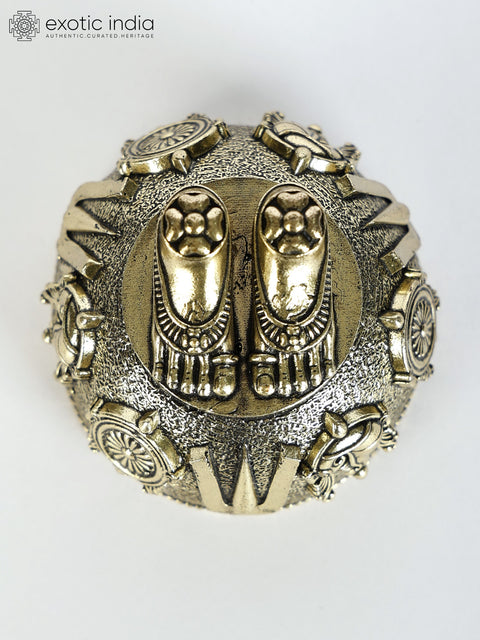 2" Small Superfine Vishnu (Perumal) Charan Paduka in Brass