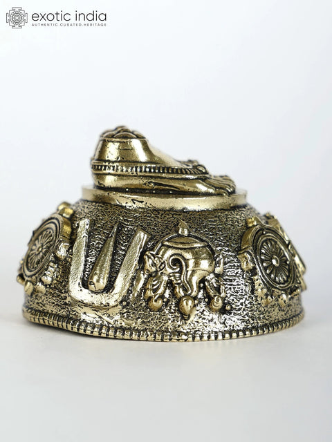 2" Small Superfine Vishnu (Perumal) Charan Paduka in Brass