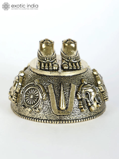 2" Small Superfine Vishnu (Perumal) Charan Paduka in Brass