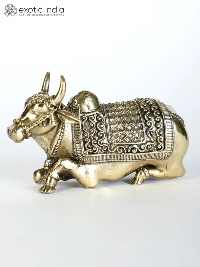 Small Superfine Nandi Brass Statue for Pooja - Vahana of Lord Shiva