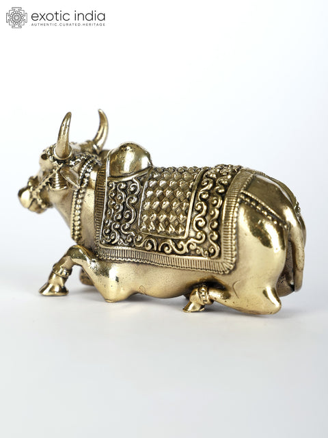 Small Superfine Nandi Brass Statue - Vahana of Lord Shiva (Multiple Sizes)