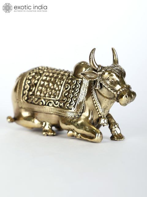 Small Superfine Nandi Brass Statue - Vahana of Lord Shiva (Multiple Sizes)