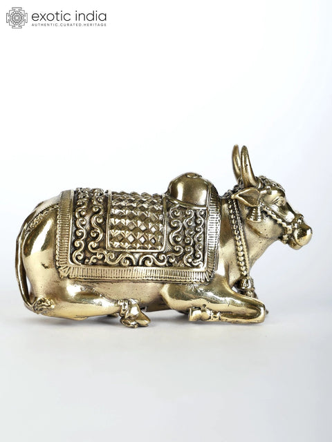 Small Superfine Nandi Brass Statue - Vahana of Lord Shiva (Multiple Sizes)