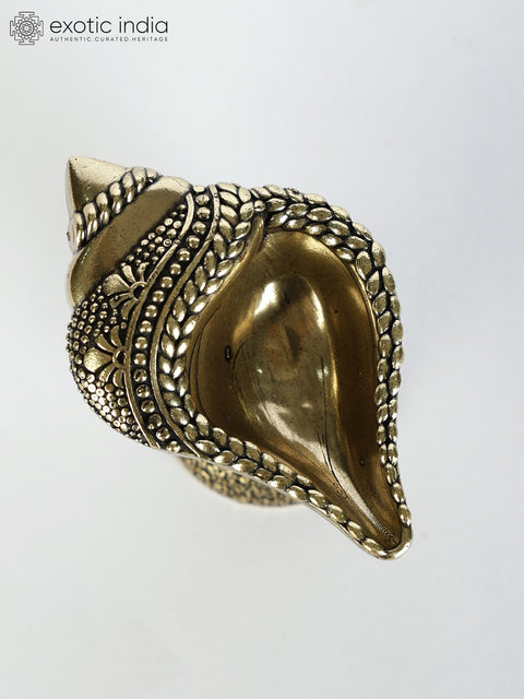 3" Small Conch Shape Brass Diya (Lamp)