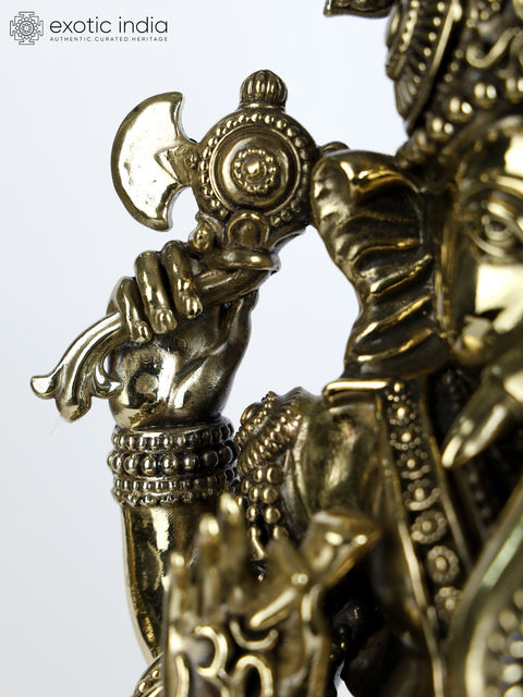 Superfine Four-Armed Blessing Lord Ganesha Seated on Lotus | Multiple Sizes Brass Statues