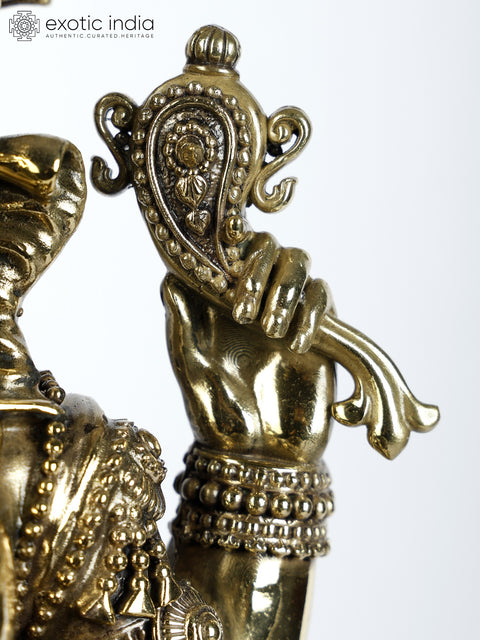 Superfine Four-Armed Blessing Lord Ganesha Seated on Lotus | Multiple Sizes Brass Statues