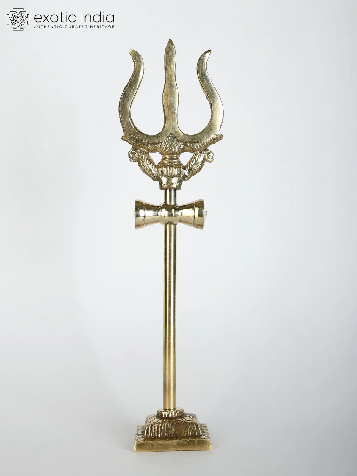 9" Lord Shiva's Trident (Trishul) in Brass with Stand