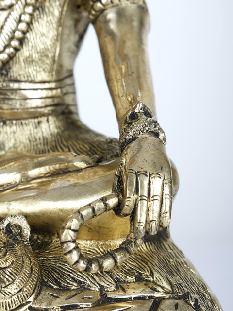 14" Sitting Lord Shiva in Blessing Gesture | Brass Statue